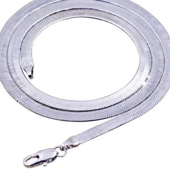 NEW “20” 925 STERLING SILVER SNAKE FLATE NECKLACE - Picture 2 of 7